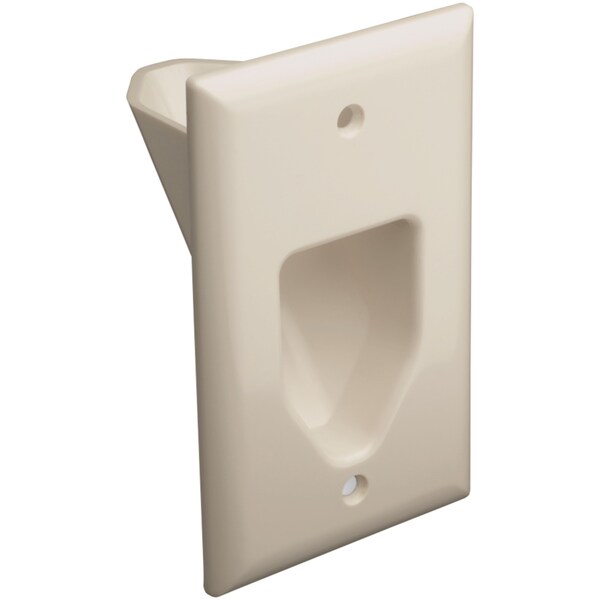 Datacomm Electronics Recessed 1-Gang Cable Plate (Light Almond) 45-0001-LA